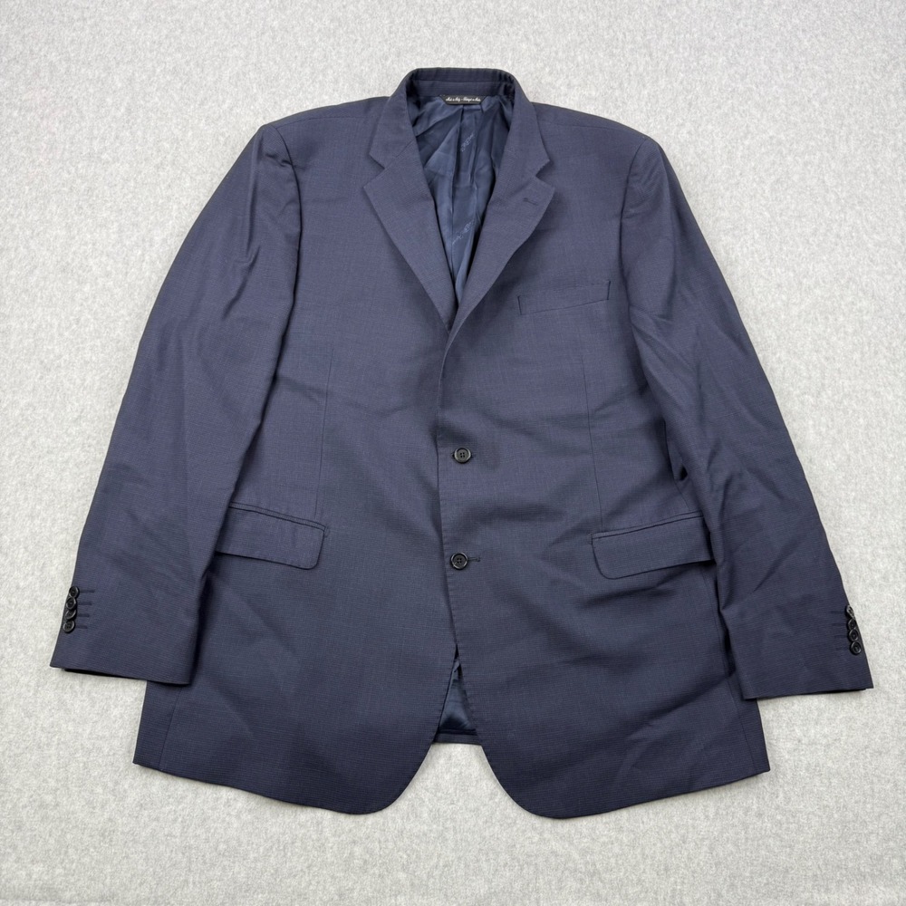 Ermenegildo Zegna Blazer Mens 46L Navy Blue Wool Saks Fifth Avenue Traveller